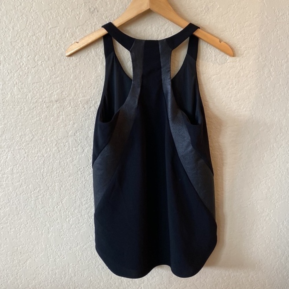 Rag & bone black leather trim Racerback tank top - Picture 9 of 11